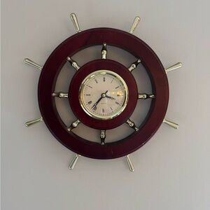 Nautical Ship Wheel Wall Clock – 11” Coastal Decor
